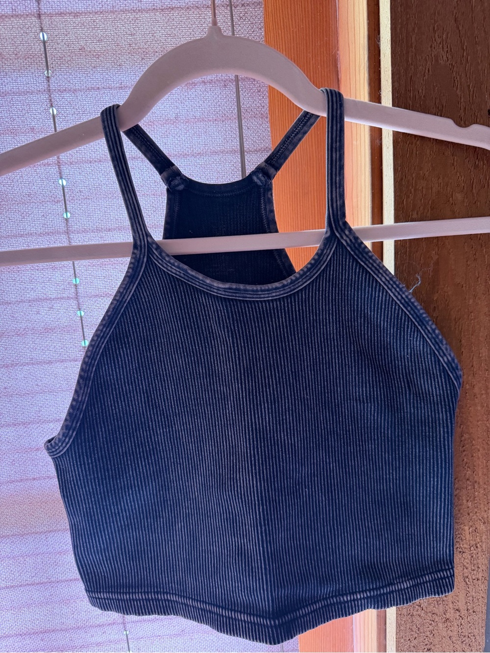 Free People Navy Ribbed Cropped Tank